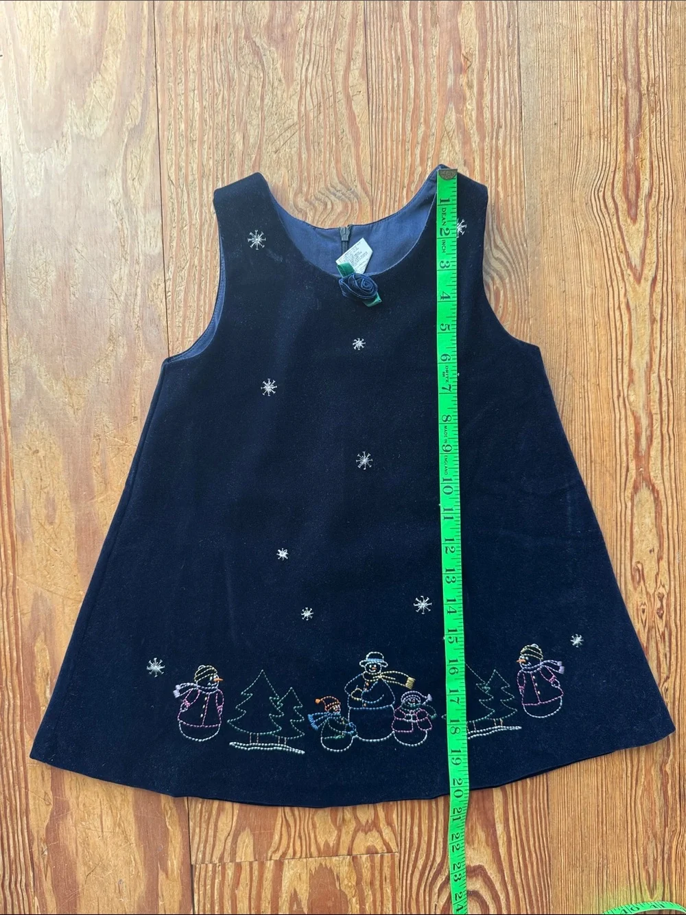 Velvet Dress with White Long-sleeved Onesie Snowman Winter